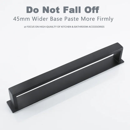 Black Stainless Steel Towel Holder No Drill Wall Shower Towel Shelf Kitchen Towel Hanger Rail Bathroom Towel Rack Self Adhesive