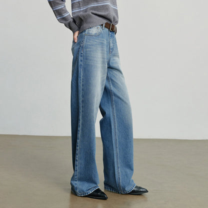 TOYOUTH Women Denim Jeans 2025 Autumn New Cotton High Street Wide Leg Pants Gray