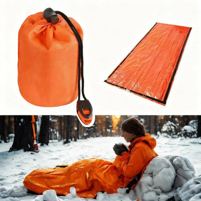 Survival Sleeping Bag Compact Ground Mat with Whistle Outdoor Camping Gear Sleeping Bag for Hiking Extreme Weather Fishing