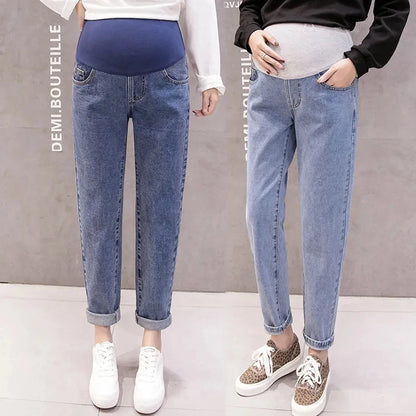 Pregnancy Abdominal Pants Jeans Maternity Pants For Pregnant Women Clothes High Waist Trousers Loose Denim Stretch Flared Jeans