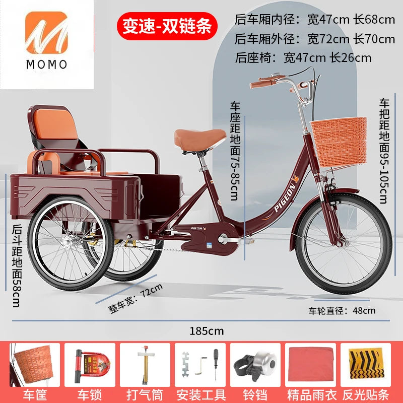 Tricycles for elderly people, pedals, pedals, variable speed bicycles for elderly people, rickshaws for transportation,