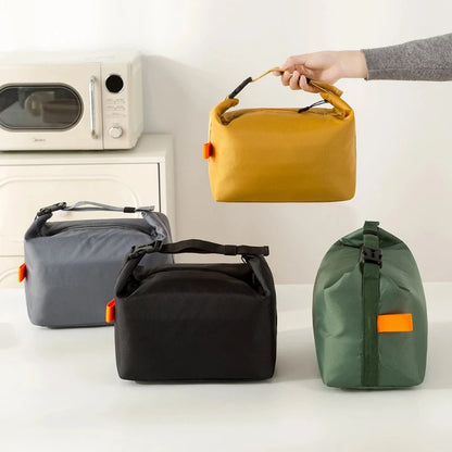 Portable Lunch Box Bags Solid-Color Foldable Insulated Storage Bag Thickened Aluminum Foil Oxford Cloth Large Capacity Tote Bag