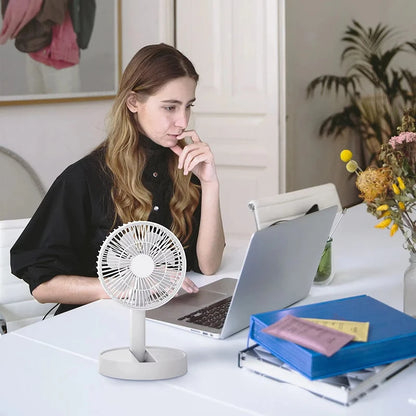 Lenovo Portable Foldable Desktop Fan USB C Rechargeable 3600mAh Battery 4 Speed Ultra Quiet Fan for Home Office Bedroom Dorm