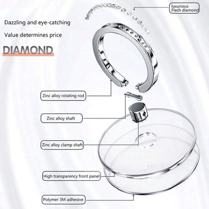 Crystal Diamond Transparent Phone Ring Holder 360° Rotatable Universal Finger Grip Stand Compatible with All Phones & Cases 1PC