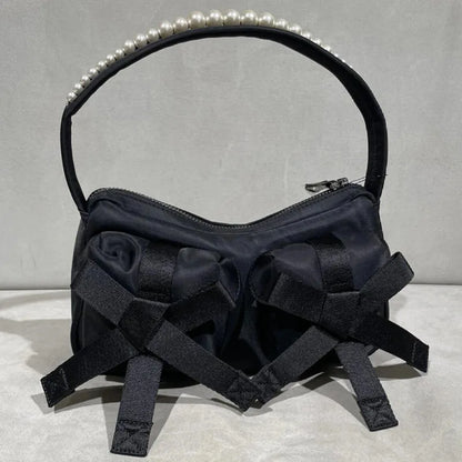New Pearl Bow Bolsos Mujer Underarm Bag Multi-function Square Sac Femme Shoulder Bags for Women Casual All-match Zipper Bolsas