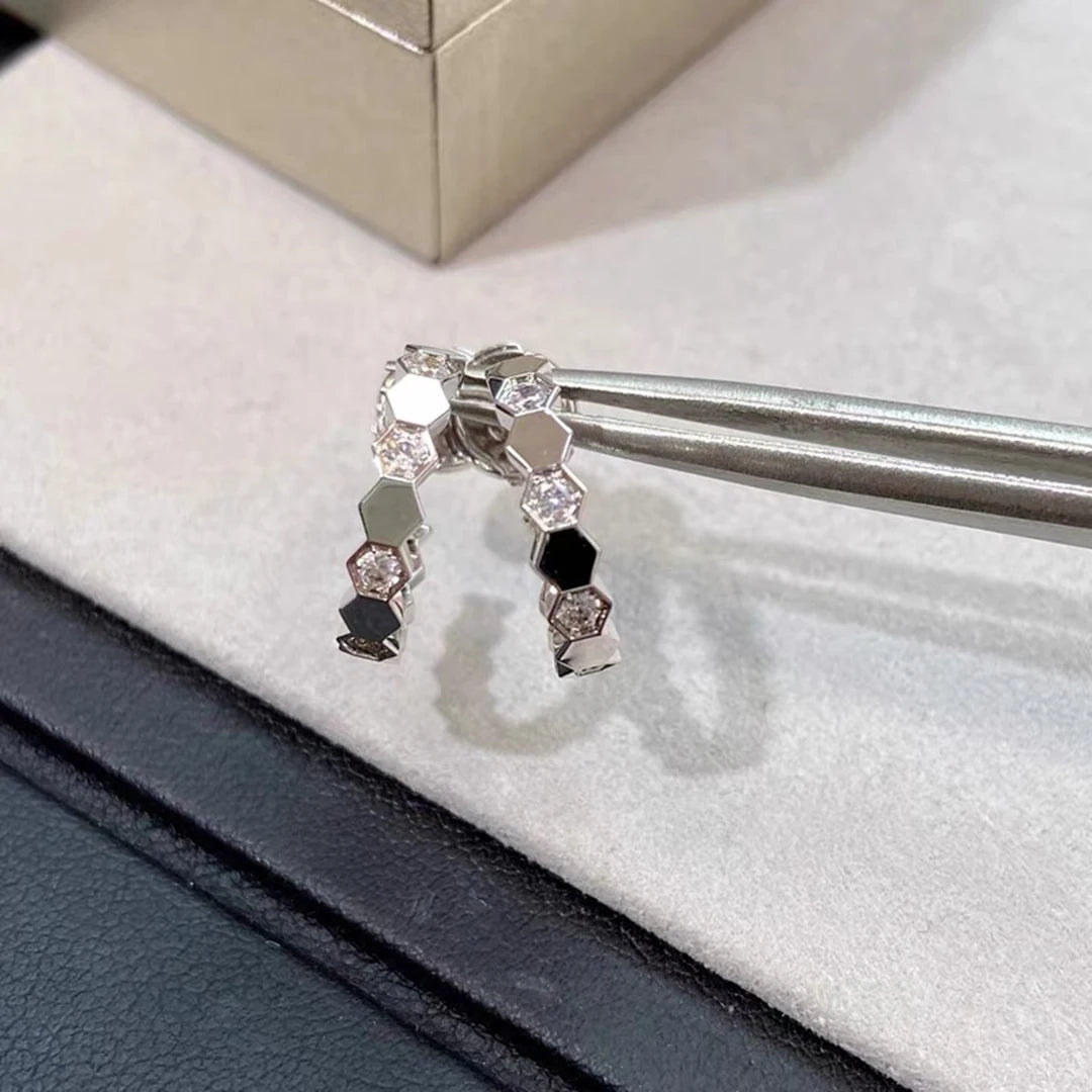 Fine Jewelry 925 Sterling Silver Women's Daily Work Jewelry. Elegant Hexagonal Design Trend Party Jewelry Holiday Gift