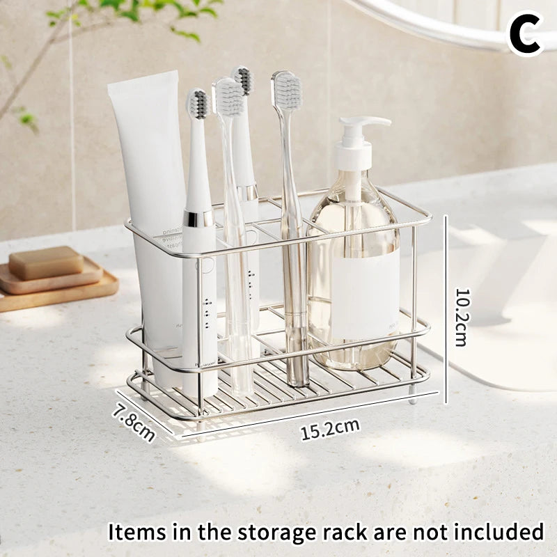 Toothbrush Holder For Bathroom - Stainless Steel Toothpaste Holder Stand, For Electric Toothbrush Stand Organizer Accessories