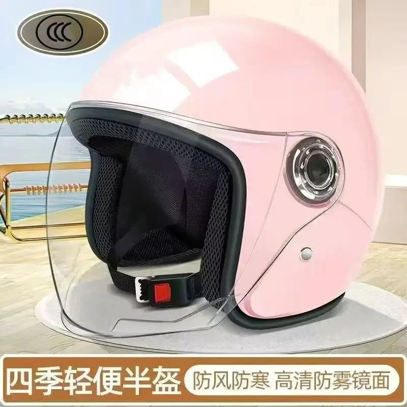 Motorcycle Helmet Men Woman Electric Riding Lens Helmet Four Seasons Comfortable Ventilation Adjustable Safety Helmet