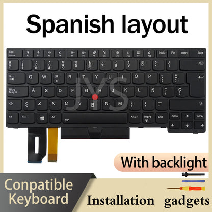 Estonian Spanish French Hebrew Hungarian Italian US for Lenovo ThinkPad E480 E490 L380 R480 T480S L490 T490 Backlit Keyboard