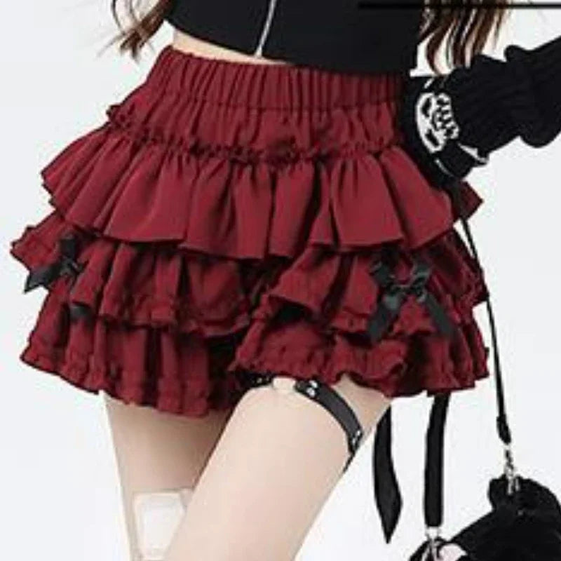 Harajuku Y2k Lolita Style Mini Skirt Women Korean High Waist Ruffles Cake Skirts Japanese Kawaii Pleated JK Fashion Short Skirts