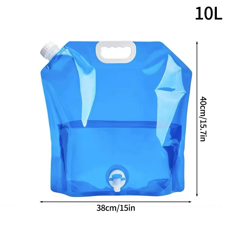 Camping Foldable Water Bag with Bottle Tap 8L Outdoor Hiking Water Bucket Bag Large Capacity Water Container Camping Supplies