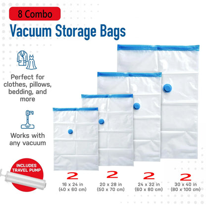 Vacuum Storage Bags, 15-Pack Space Saver Vacuum Storage Bags, Vacuum Seal Bags for Clothing, Clothes, Comforters and Blankets