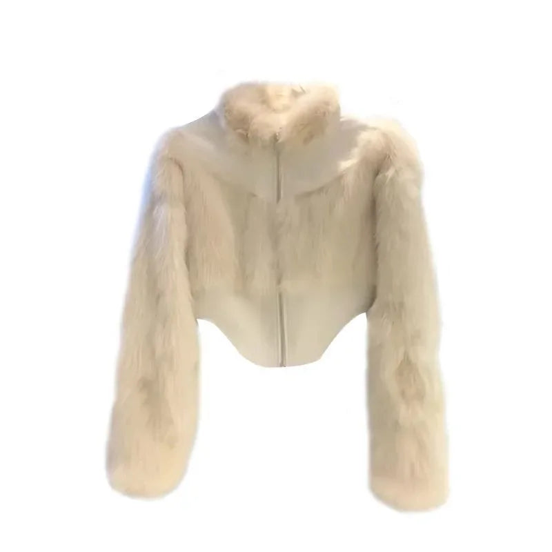 Minority Advanced Xiaoxiang Method White Stylish Furry Jacket Female New Autumn and Winter Models Match Gentle Korean Version
