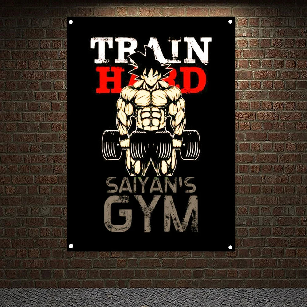 Exercise Canvas Painting Home Decor Man Muscular Body Poster Workout Hanging Cloth Wall Art Training Motivation Banners Flags