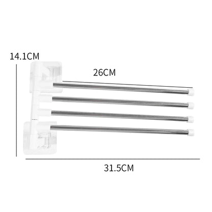 Bathroom Towel Rack Rotatable Towel Holder Space Aluminum 2/3/4/5/6-Bar Towel Hanger Kitchen Shelf Paper Hanging Wall Mounted