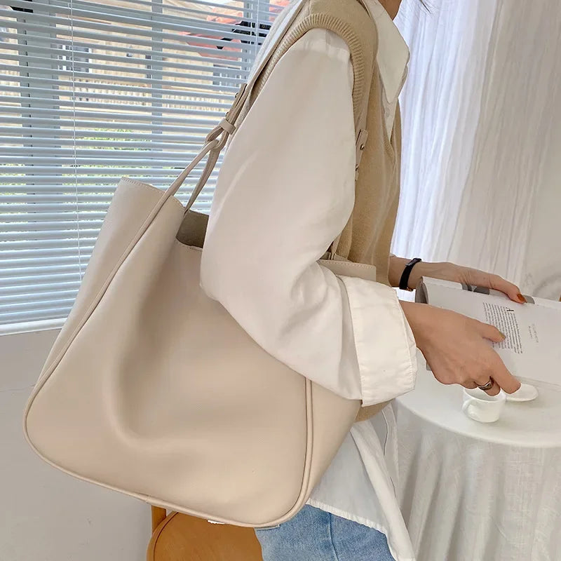 Luxury Tote Bag Woman 2026 Trend Large Capacity Female Shoulder Bag High Quality Leather Simple Designer Woman Handbag Purse
