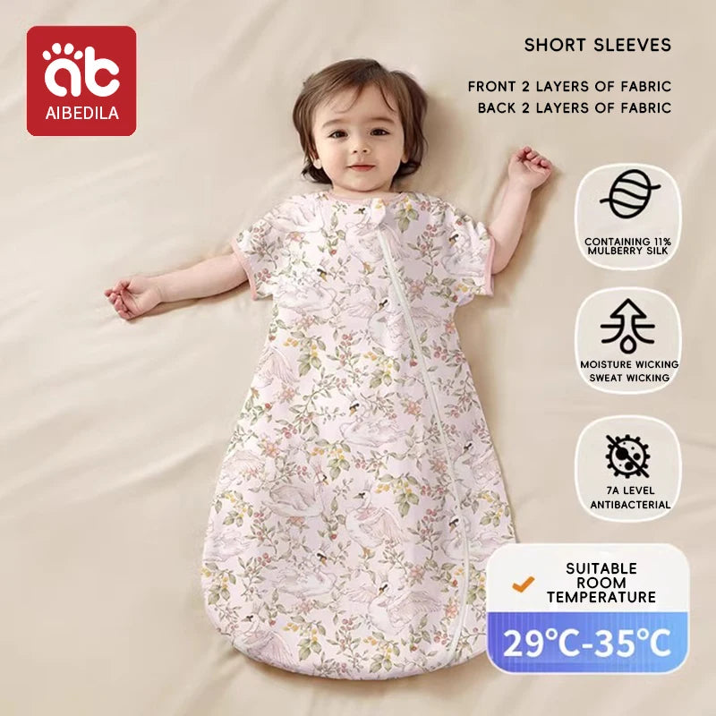 AIBEDILA ﻿Baby Sleeping Bag Childen Summer Silk bamboo Cotton Babe Sleepsack 1-3Years Infant Breathable Growth Blanket Sleepwear