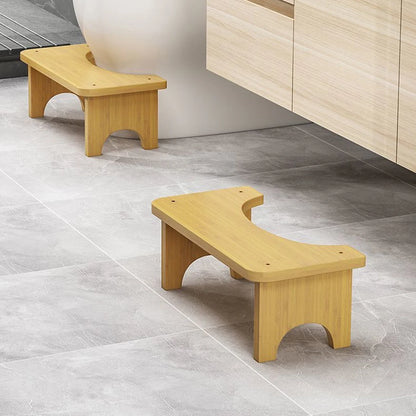 Bamboo Toilet Stool Bathroom Waterproof Non Slide Poop Seat Adult Holder Washroom Closestool Squat Bench for Home Travel