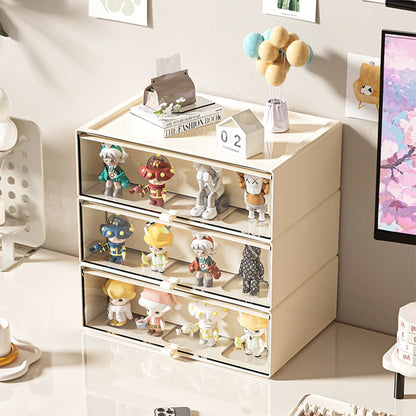 Storage Box with Drawers – Desktop Organizer, Display Case for Collectibles, Office Storage ContainerCustomizable Combination