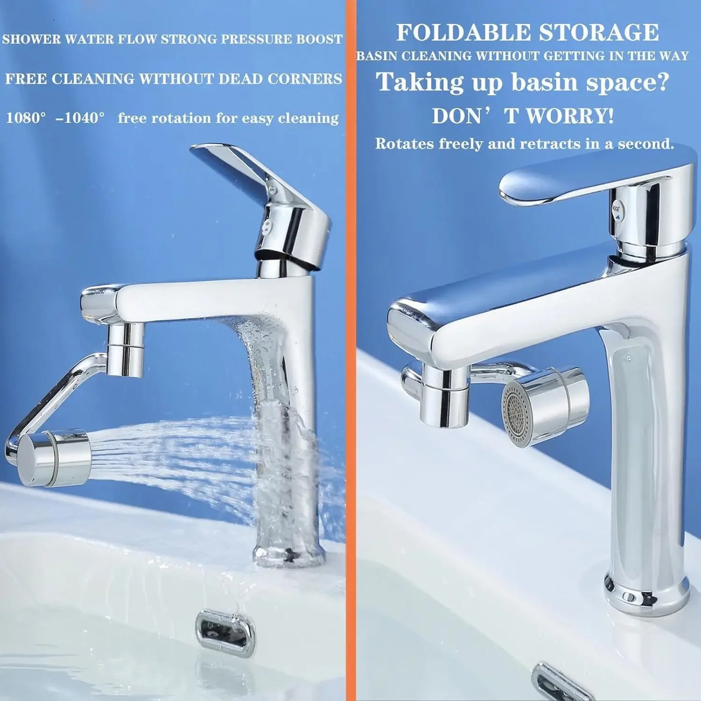 2/1Pcs 1080 Degree Swivel Stainless Steel Kitchen Faucet Extender Universal Dual Mode Bathroom Sink Accessories with Adapter
