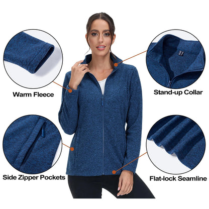 MAGCOMSEN Lightweight Women's Fleece Jackets Womens Athletic Warm Sweatshirts Casual Turtleneck Sweater Coat Sports Tops