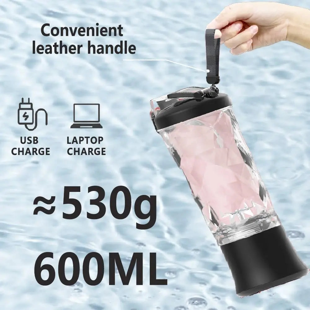 Portable blender with 20oz cup, USB-C rechargeable, self-cleaning, cordless for smoothies, gym, office.