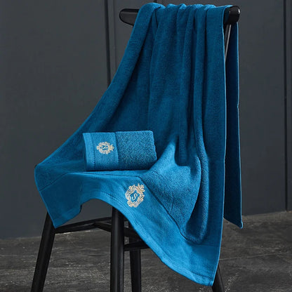 Large 140x70cm Bath Towels Cotton Thick Shower Towel Cover Embroidered Gift Sport Colors - Blue White Brown Black Green Grey