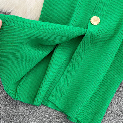 Sexy Split V-neck Long Sleeve Bodycon Dress Chic Elegant Evening Party French Fashion Knit Vestidos Women Autumn Pencil Dress