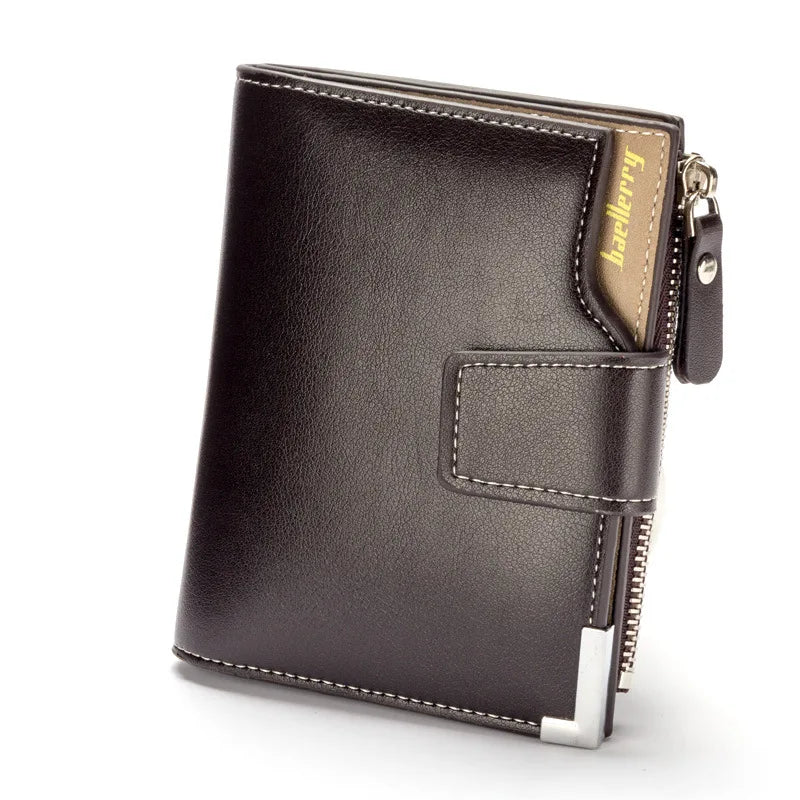 Multifunctional Men's Short Wallet with Zippered Coin Pocket on the Side, Trendy Men's Accessory, Business Casual Men's Wallet, Simple and Stylish Gift for Men