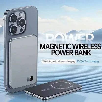 Lenovo 500000mAh Magnetic Wireless Power Bank Ultra Thin Portable CCC Certified Super Fast Charging LED Display Pack for MagSafe