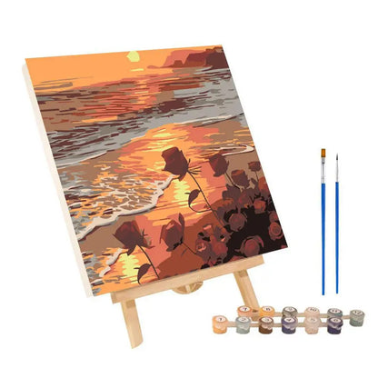 Frame Painting By Numbers Kit Abstract Sunset Landscape Modern Drawing Coloring DIY Painting By Numbers Acrylic Paint Home Decor