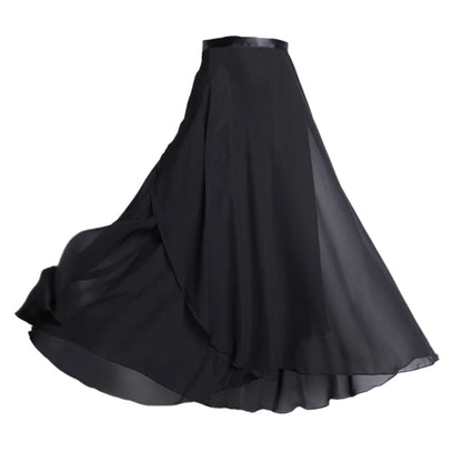 Women Ballet Dance Skirt Asymmetric Long Dance Skirt Wrap Skirt with Tie Waist Skate Over Scarf Skirt Dancewear