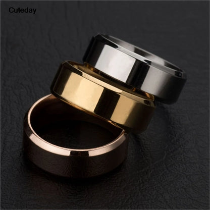 Punk Stainless Steel Women Men Rings Smooth Finger Rings For Lovers Dropshipping Wholesale