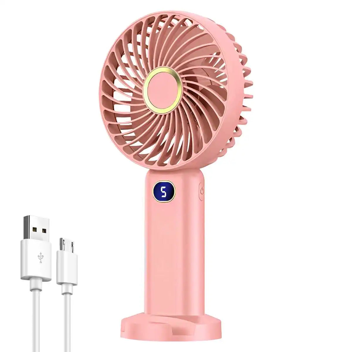 Portable Handheld Fan, Electric Fan with Digital Display, Handheld/neck Hanging/desktop Fan, Eyelash Fan, Makeup Fan