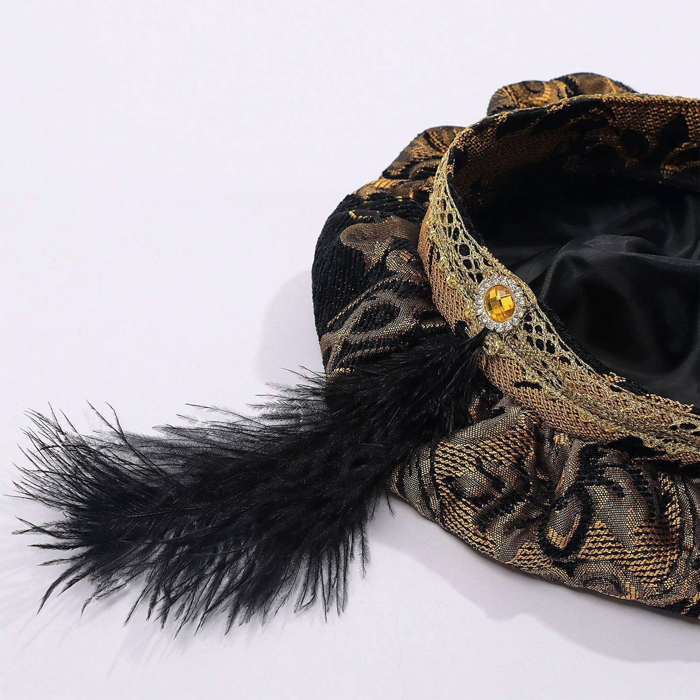 Medieval men's and women's hats with feathers, muffin top hats, Renaissance-era flat hats and clothing headdresses