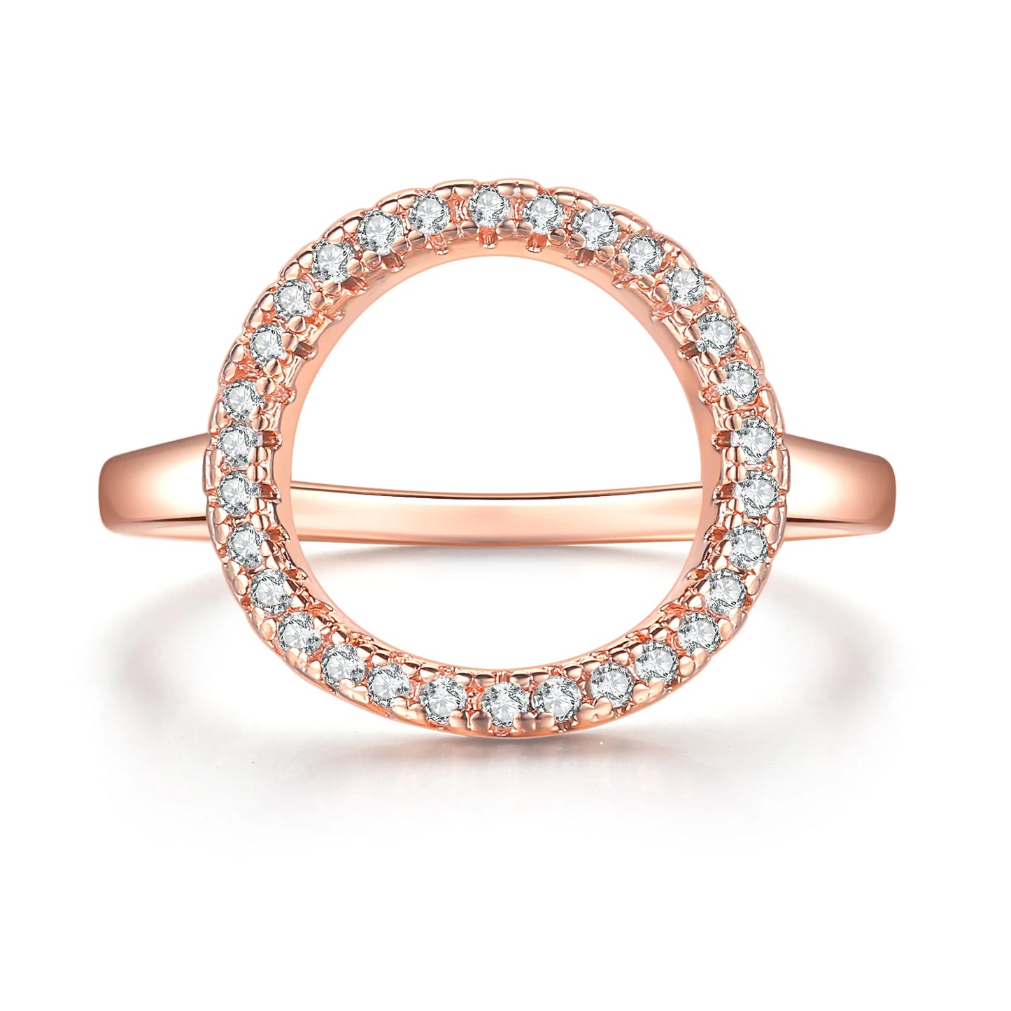 Rings For Women Summer Circle Personality Sweet Gift Rose White Gold Color All Size Fashion Jewelry R843 R844