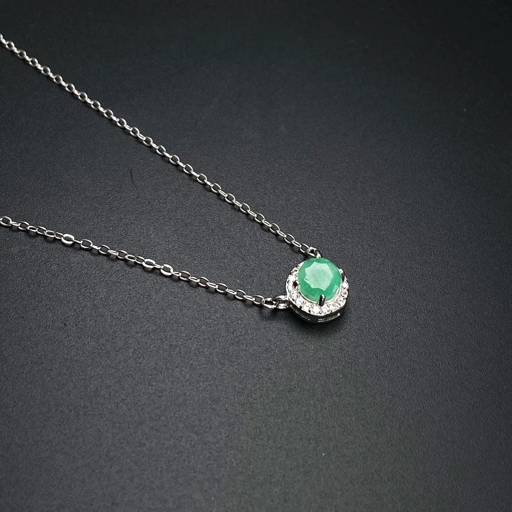Elegant Natural Emerald Jewelry Sets Sterling 925 Silver Gemstone 5mm Fine Jewelry for Women Party Wedding Fine Jewelry Gift