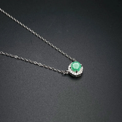 Elegant Natural Emerald Jewelry Sets Sterling 925 Silver Gemstone 5mm Fine Jewelry for Women Party Wedding Fine Jewelry Gift