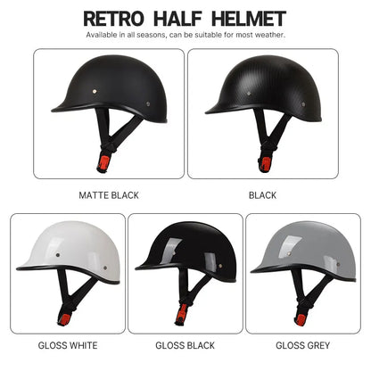 Motorcycle Half Helmet Beanie Retro Open Face Helmet Skull Cap DOT Certified Lightest Low Profile Street ATV Moped Helmet