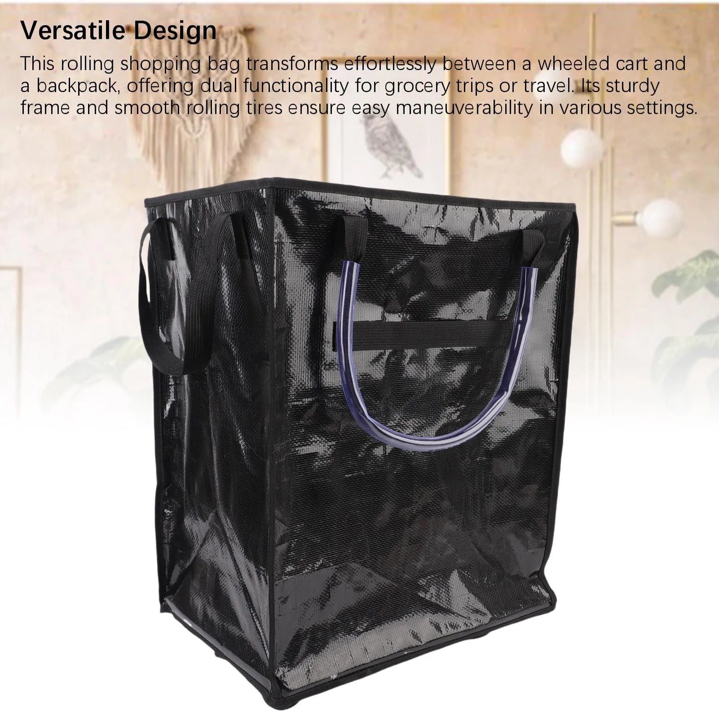 Reusable Grocery Bag On Wheels Water Proof Large Capacity Rolling Tote Bag with Reinforced Handles