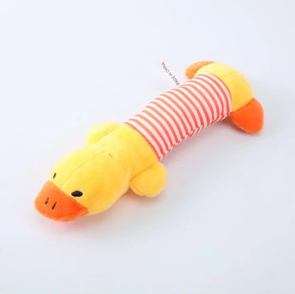 Cute Pet Dog Cat Plush Squeak Sound Dog Toys Funny Fleece Durability Chew Molar Toy Fit for All Pets Elephant Duck Pig