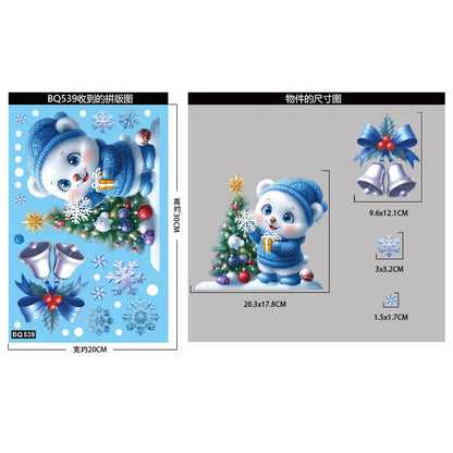 Christmas Window Stickers Winter Snowman Santa Claus Snowflake Reindeer Static Electricity Stickers Ornaments Xmas Home Decor