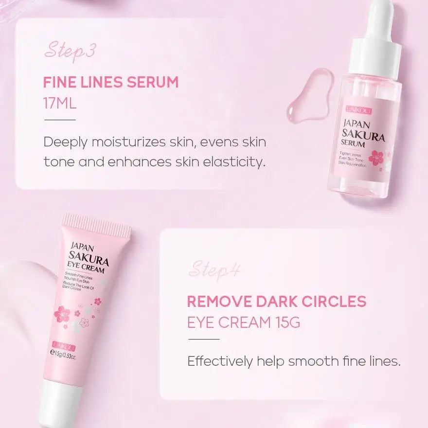 Sakura Skincare Set, 29pcs/set Deep Cleansing & Moisturizing Skin Care Kit, Facial Skin Care Product for Women & Girls