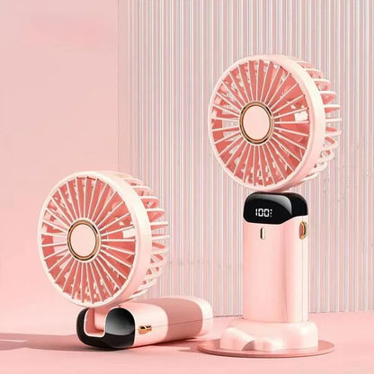 Portable Handheld Mini Fan Digital Battery Display Low Noise Strong Wind Rechargeable Foldable Cooling Fan For Travel Outdoor