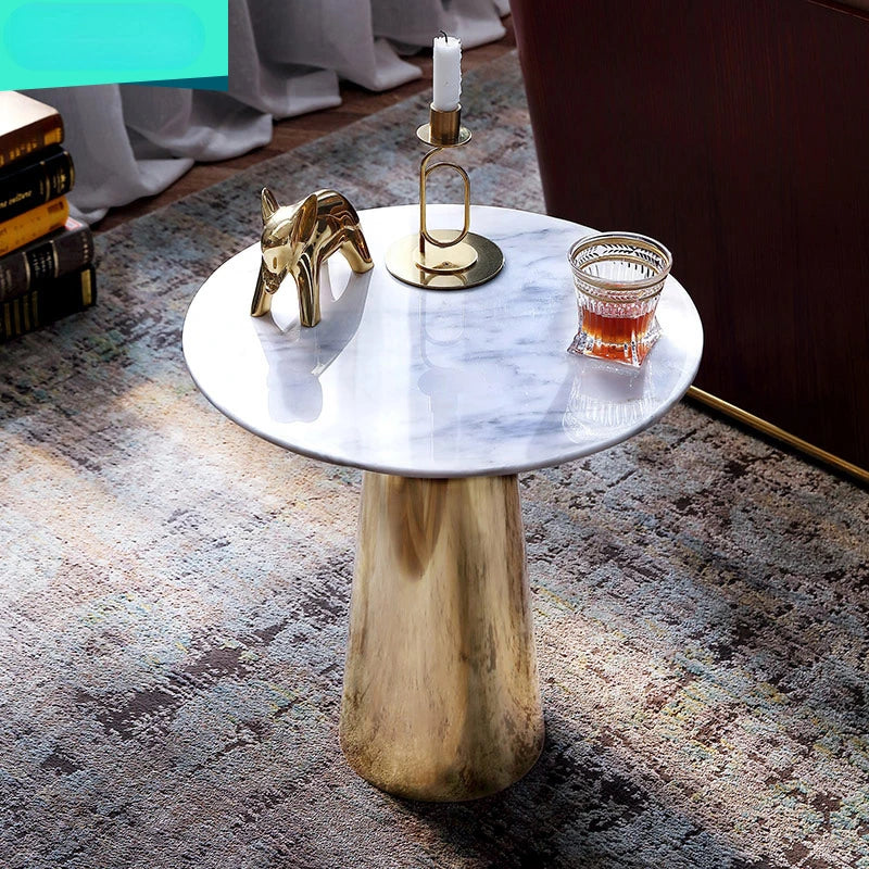 Luxury modern circular white and gold coffee table
