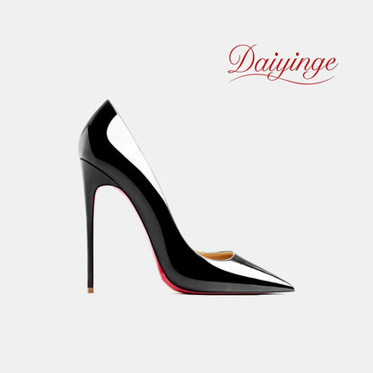 Heels For women 2026 Trend Leather Luxury Red Bottom High Heels 12cm Pointed Toe Stiletto Pumps Elegant Sexy Party Wedding Shoes