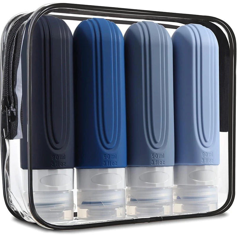 4pcs/set Travel Bottles for Toiletries, 90ml Travel Size Containers BPA Free Leak Proof Refillable Liquid Silicone Squeezable