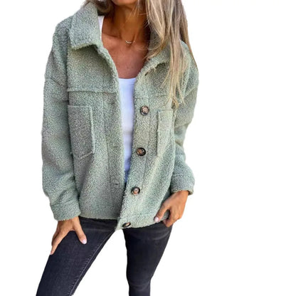 2025 Autumn Winter Clothes Women Lapel Single-breasted Lapel Jacket Solid Color Fashion New in Outerwears Pockets Coat Chic Tops