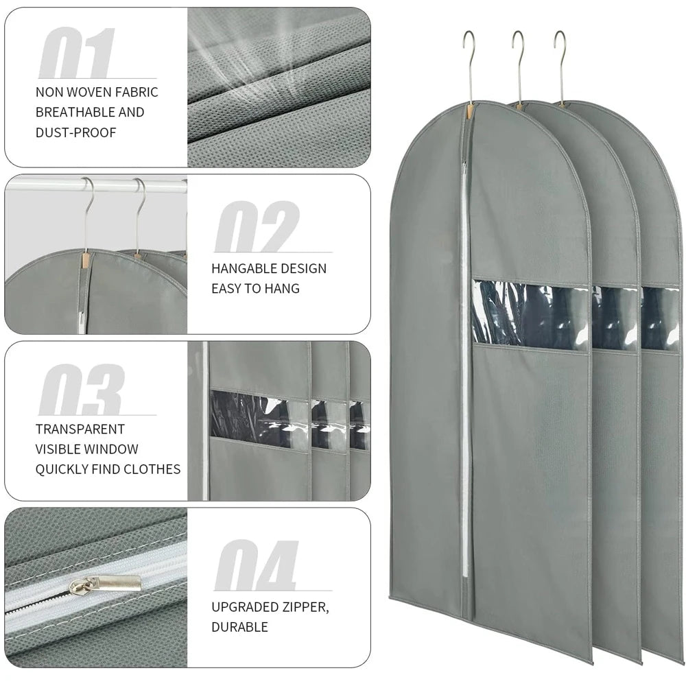 24"X40"Garment Bags for Hanging Clothes Suit Cover Bags for Closet Storage with Clear Window Fabric Protector Bag with Zipper