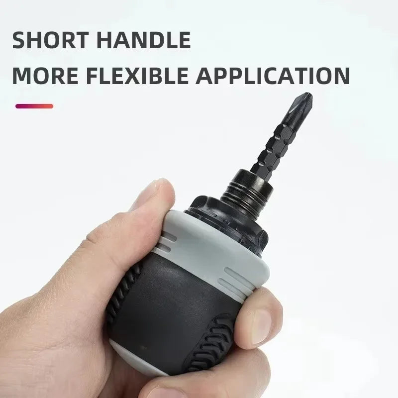 Non Slip Short Handle Ratchet Screwdriver Set 12 Multi Shape Double Head Bits Electronic Toy Repair Maintenance Supply